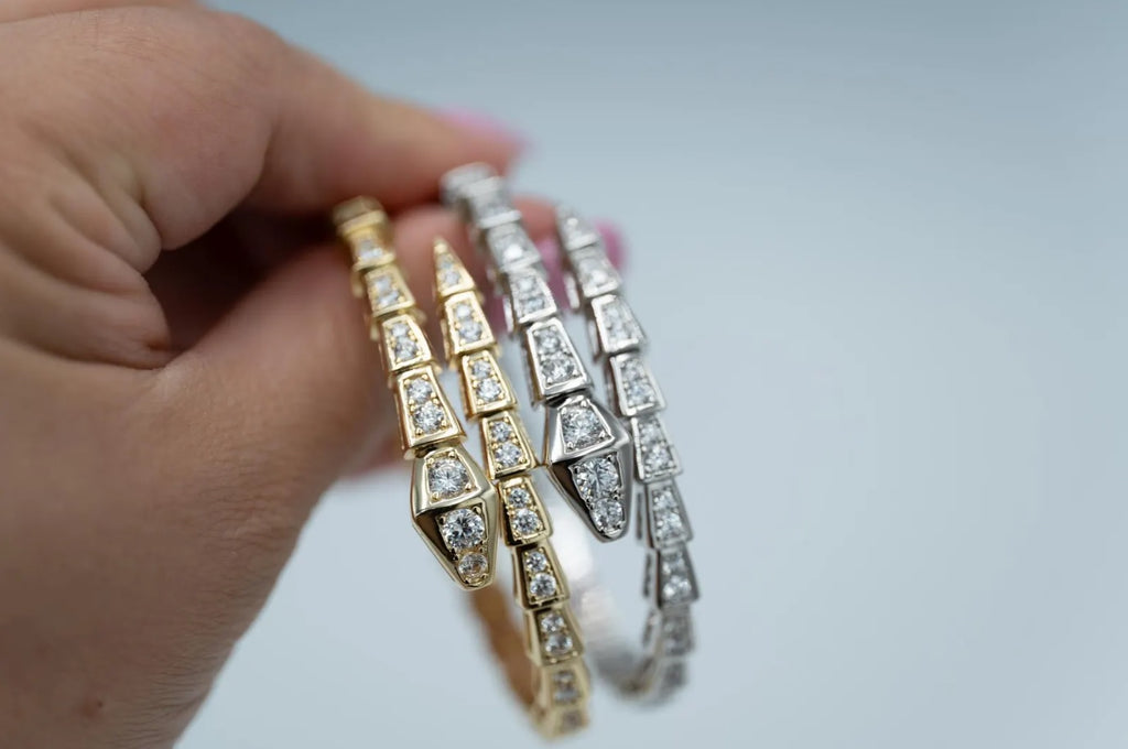Serpenti Full Diamond Bangle 925 silver 18k Gold Plated