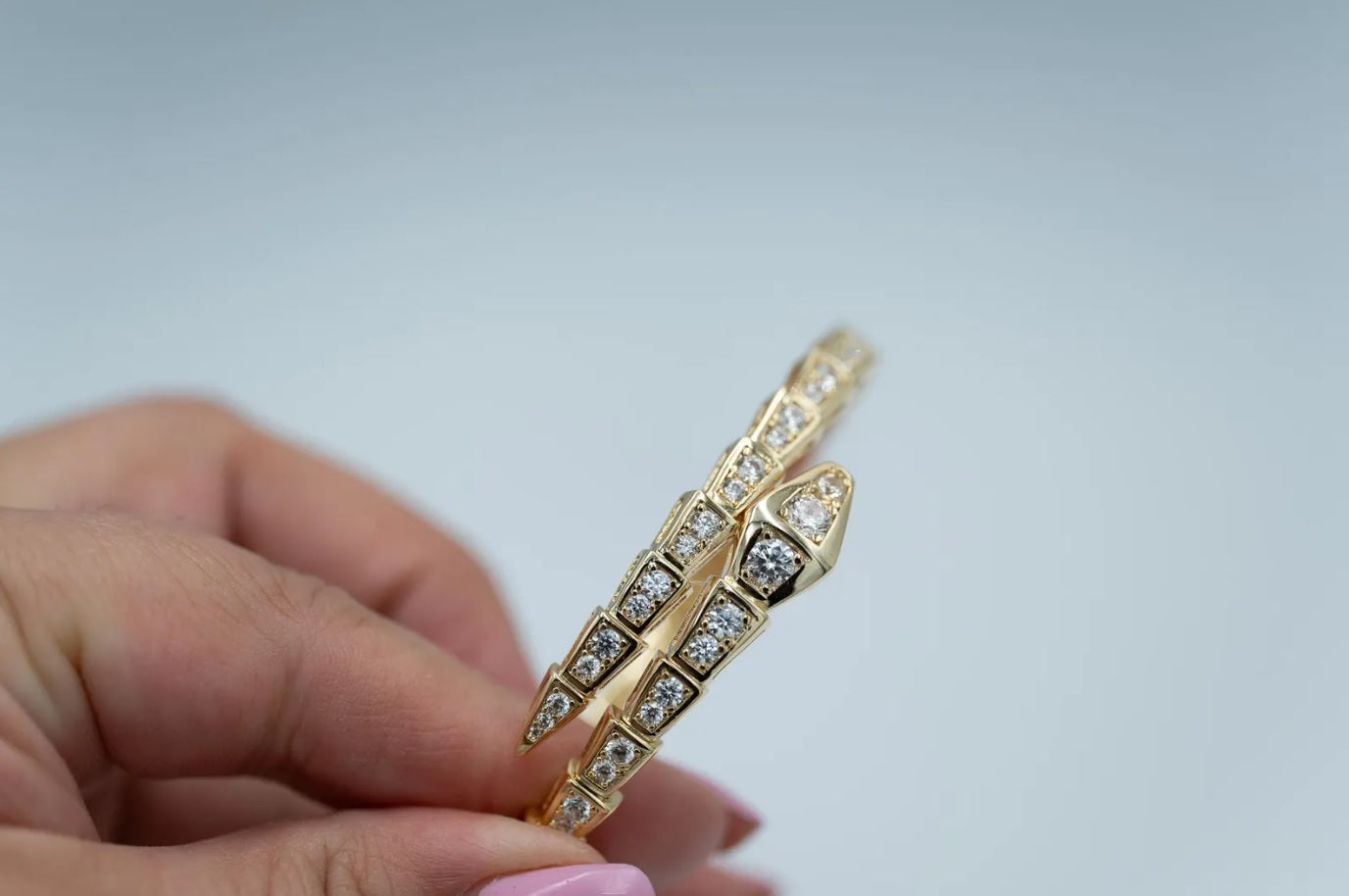 Serpenti Full Diamond Bangle 925 silver 18k Gold Plated