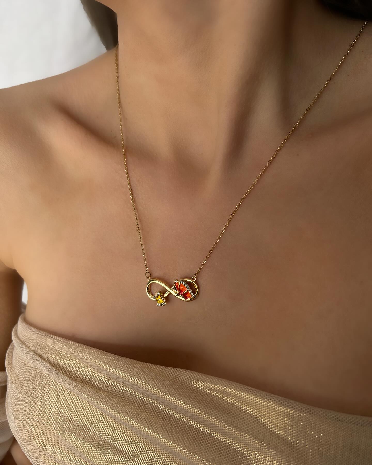 Infinity symbol and heart design, a romantic necklace that symbolizes eternal love.