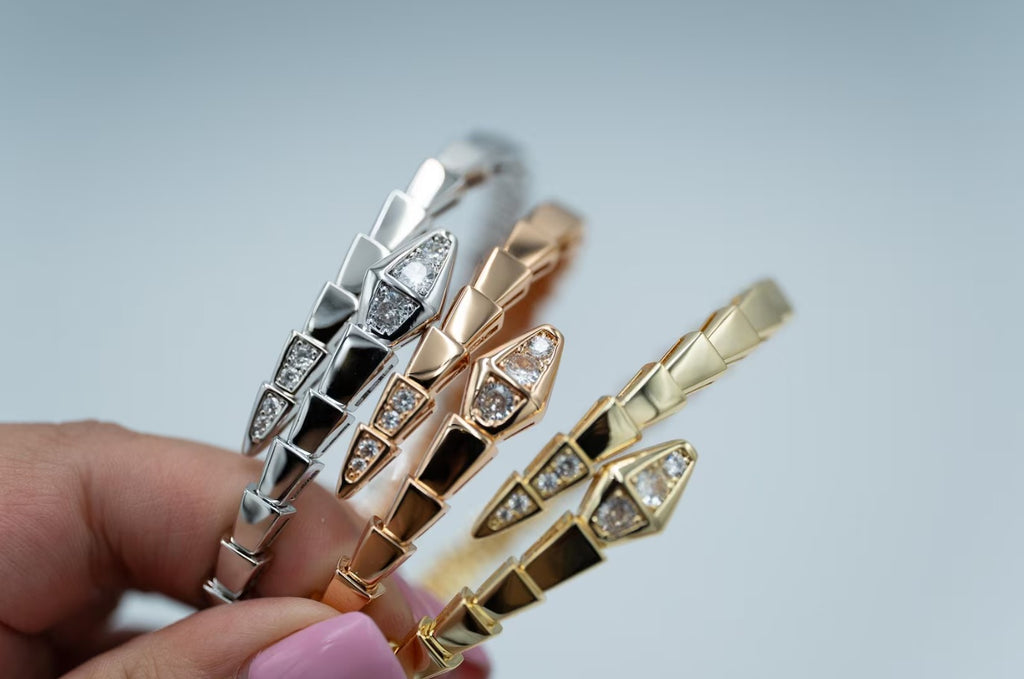 Serpenti CZ Diamond Bangle 925 Silver Gold Plated