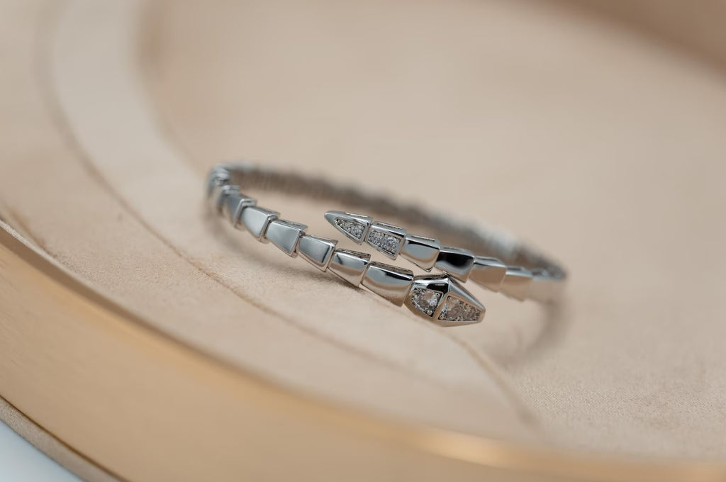 Serpenti CZ Diamond Bangle 925 Silver Gold Plated