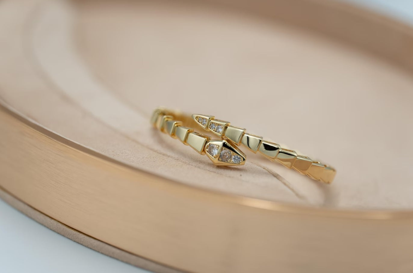 Serpenti CZ Diamond Bangle 925 Silver Gold Plated