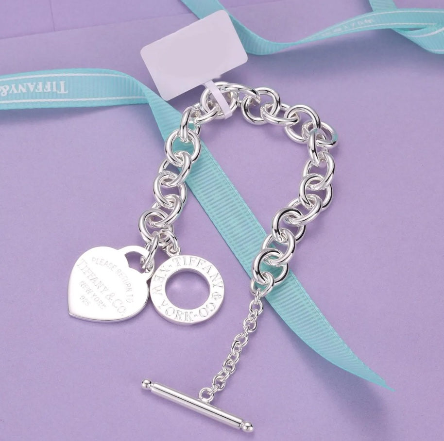 Hardwear-Style Mini Silver Heart Jewelry  Bracelet