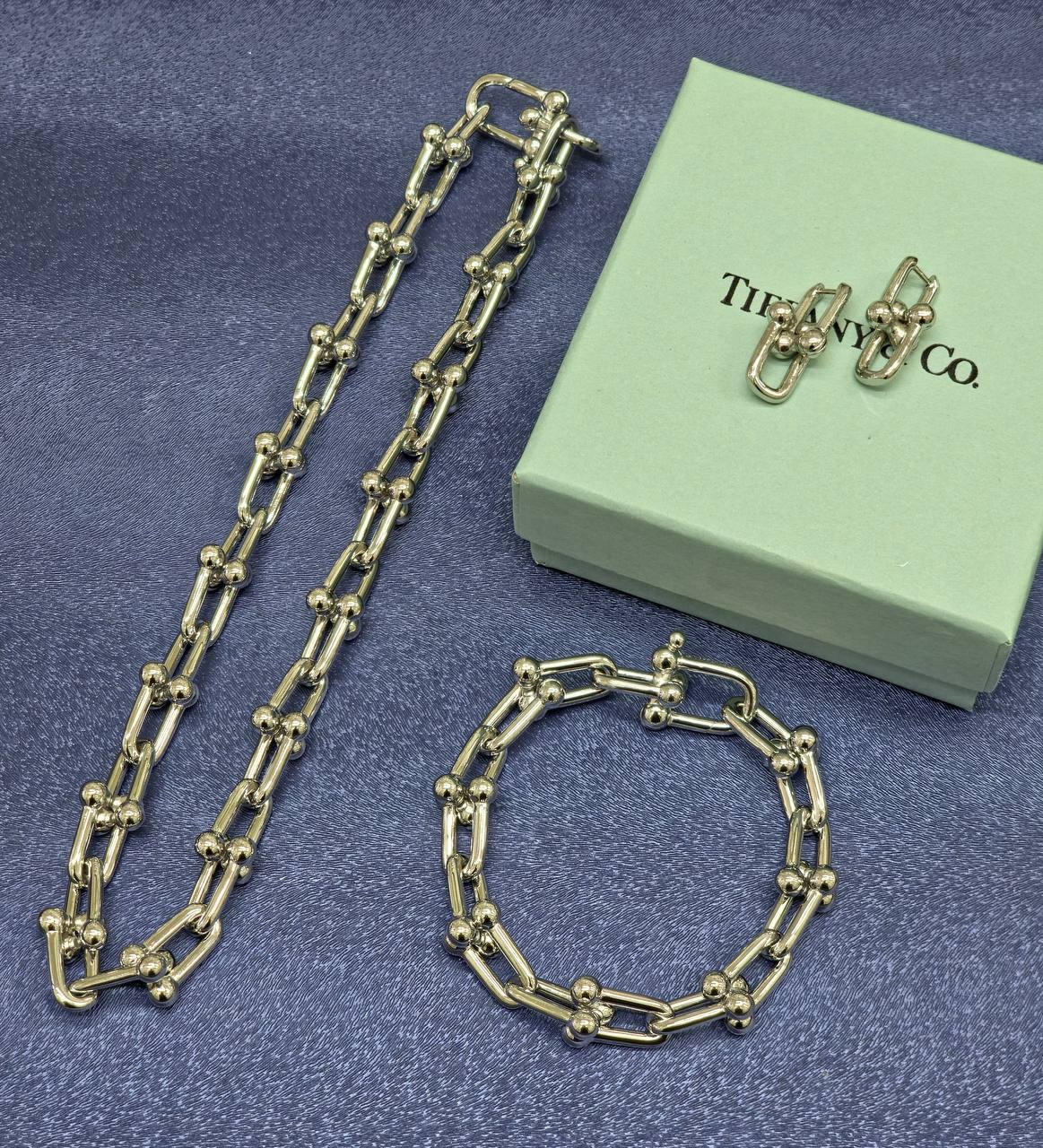 Vintage Silver No Diamond Necklace Bracelet Earring - Fashionable 18K Gold Plated