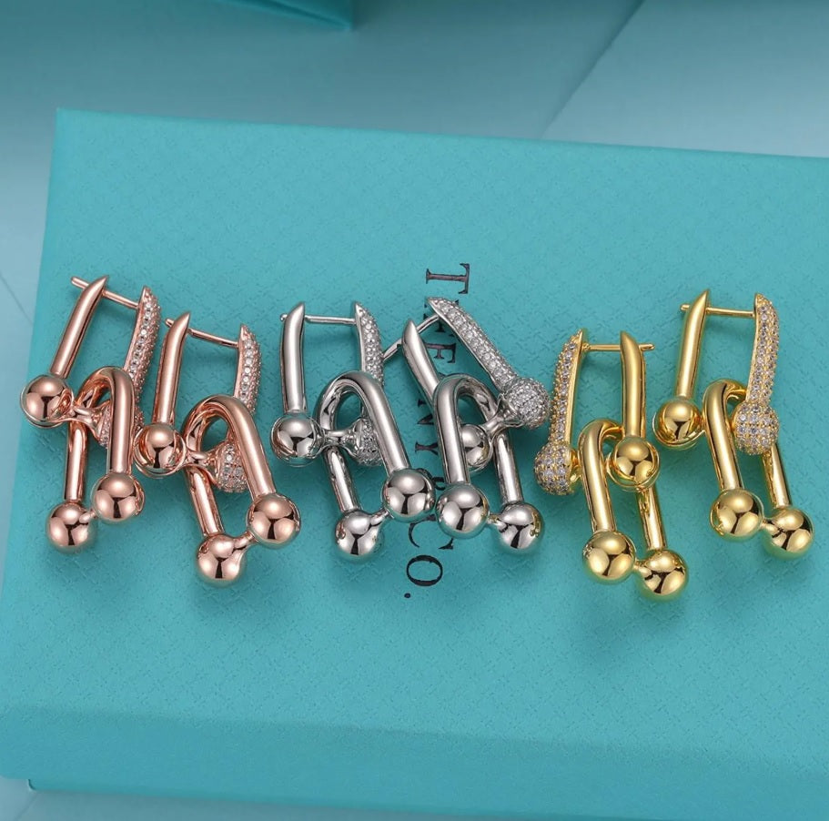 Hardwear-Style Diamond Mini Gold Silver Heart Jewelry  Earring