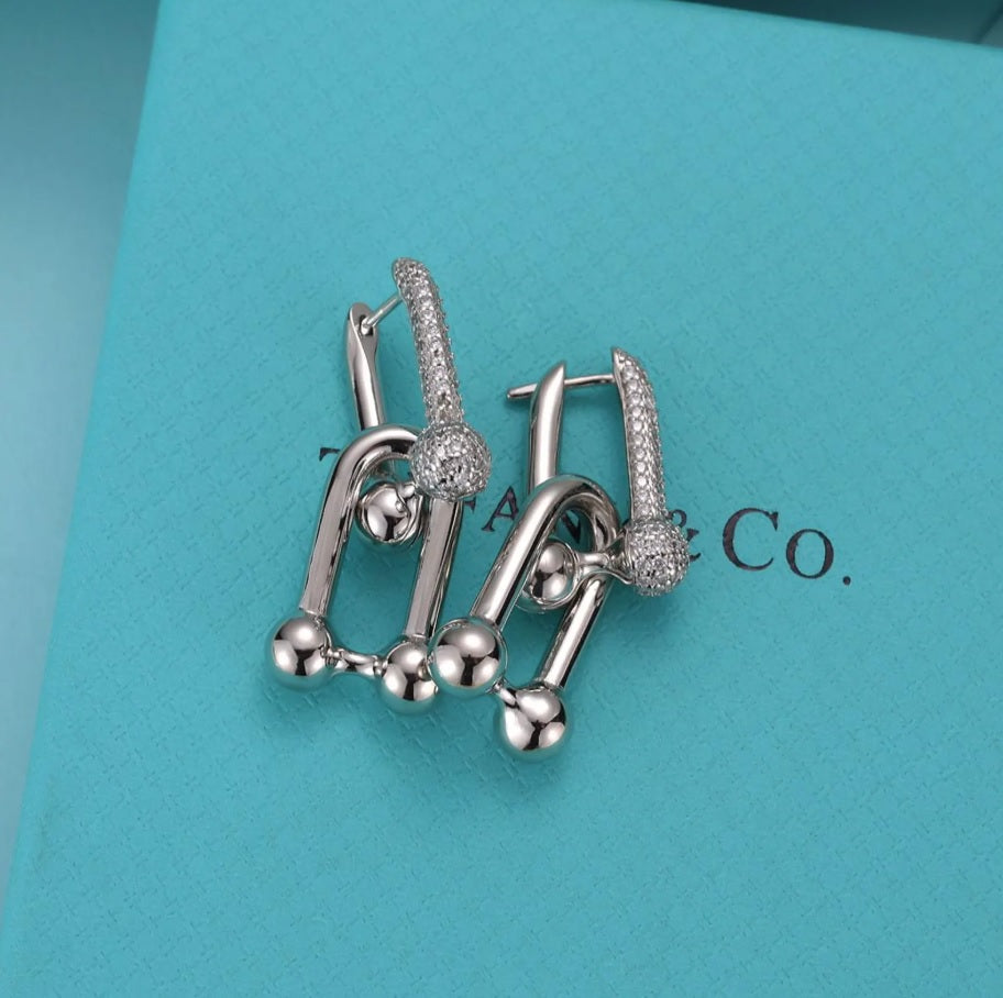 Hardwear-Style Diamond Mini Gold Silver Heart Jewelry  Earring