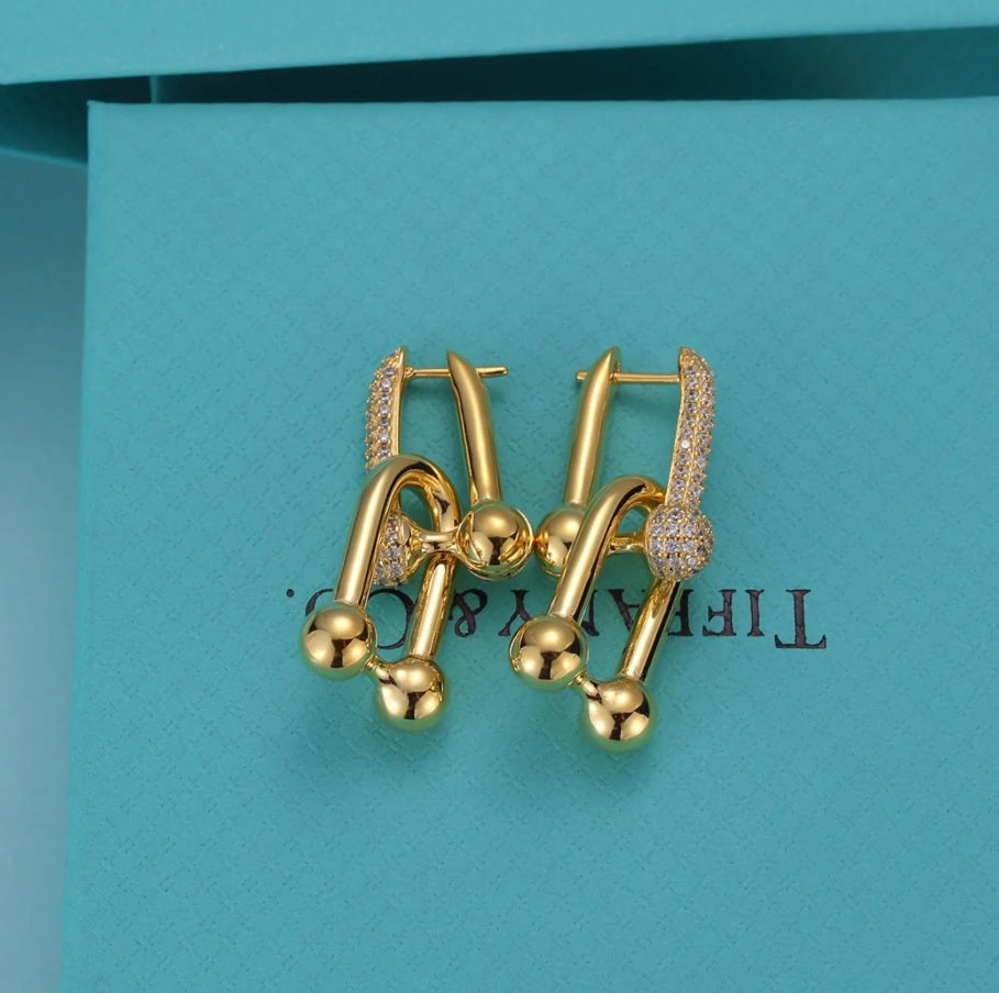 Hardwear-Style Diamond Mini Gold Silver Heart Jewelry  Earring