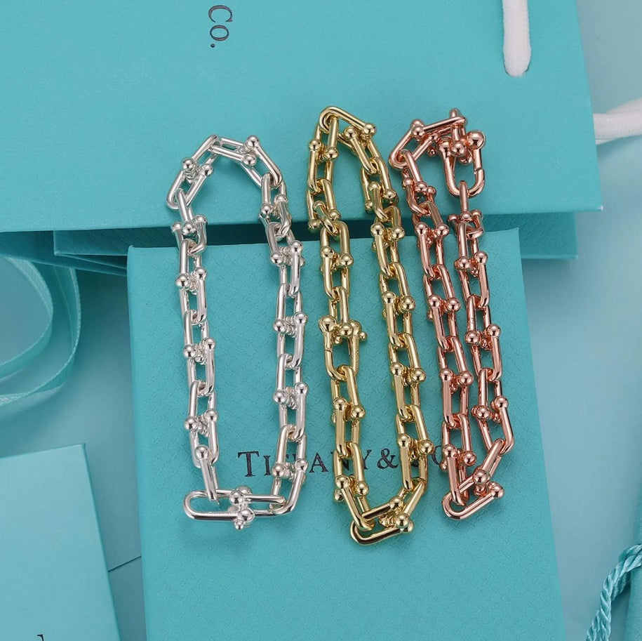 Hardwear Silver No Diamond Necklace Bracelet Earring - Fashionable 18K Gold Plated