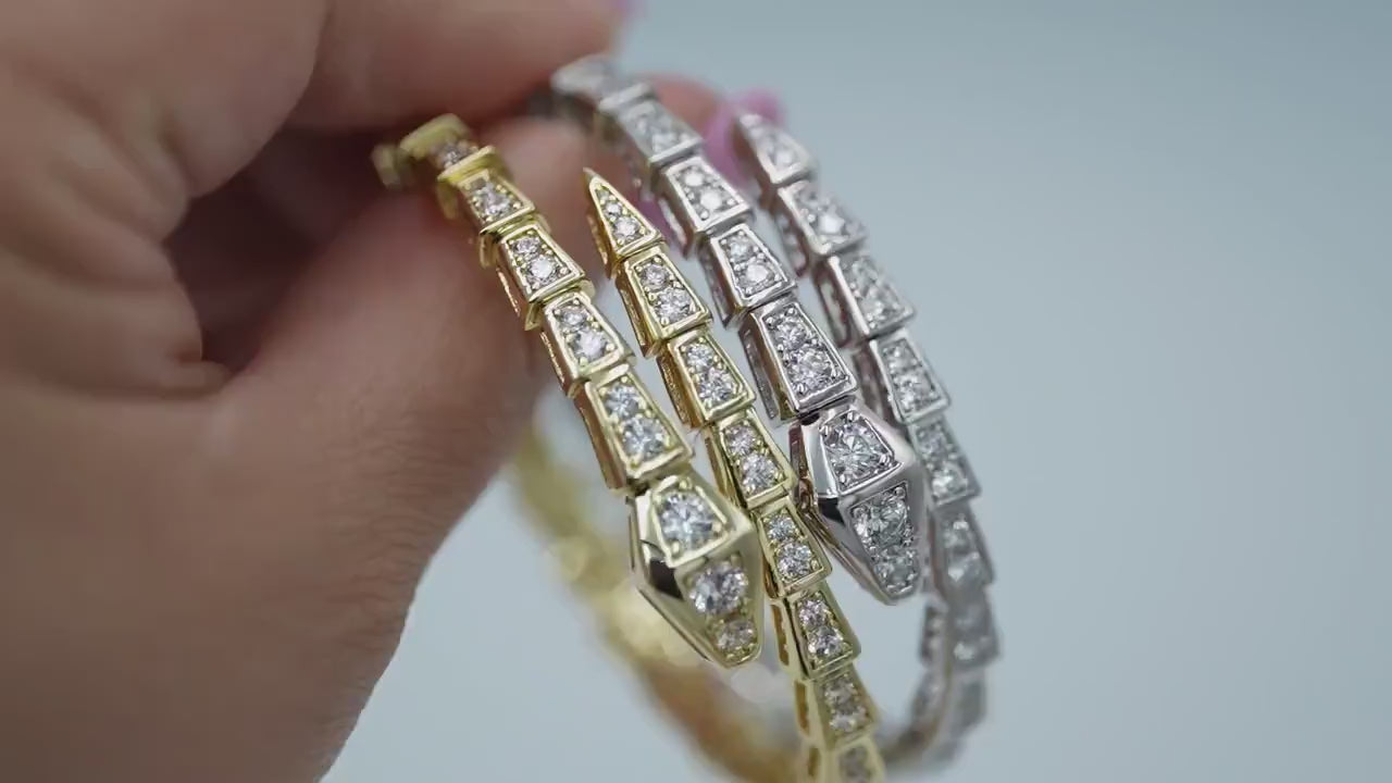 Serpenti Full Diamond Bangle 925 silver 18k Gold Plated